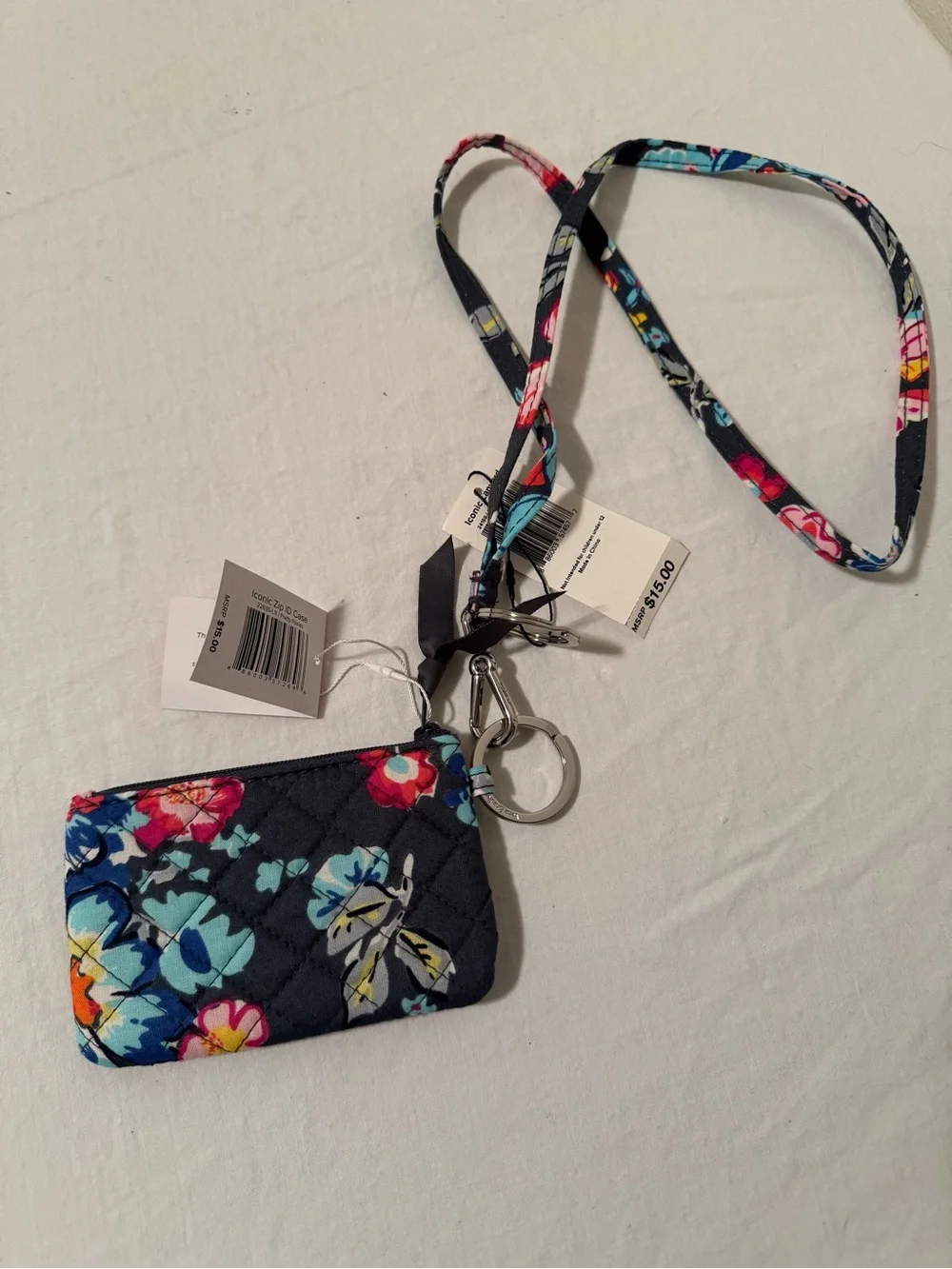 Vera‎ Bradley Multi Floral Quilted Lanyard Cardholder new retired